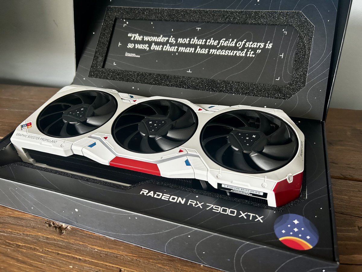 lomadia's tweet photo. AD | I was one of the lucky folks who was sent a limited edition @StarfieldGame RX 7900 XTX GPU for the gameโs launch. It got lost in the post for 2 weeks but it's now installed & ready for today's Starfield stream๐
Cheers to @AMD for sending such a pretty card! ๐#GameOnAMD https://t.co/XsEgKxuMaV