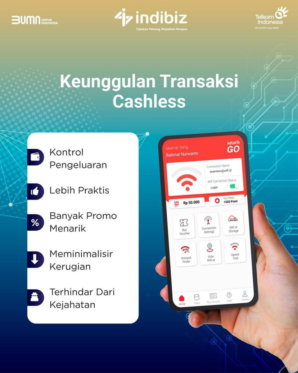 Indibiz_jtdiy's tweet photo. Transaksi cashless atau non-tunai semakin banyak dan digemari oleh milenials nih!
Transaksi non-tunai yang praktis dan tidak perlu membawa uang cash kemana-mana✨
#indibiz
#indibizjtd
#Wifiid
#CiptakanPeluangWujudkanHarapan
#EkosistemUsahaDuniaBisnisIndonesia https://t.co/MzTFPARx6Y