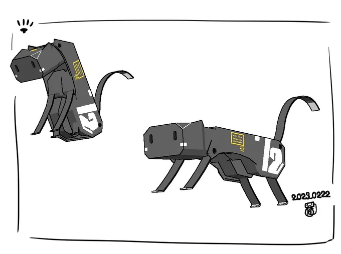 今日のロボ描き    黒猫のニャー  #moino