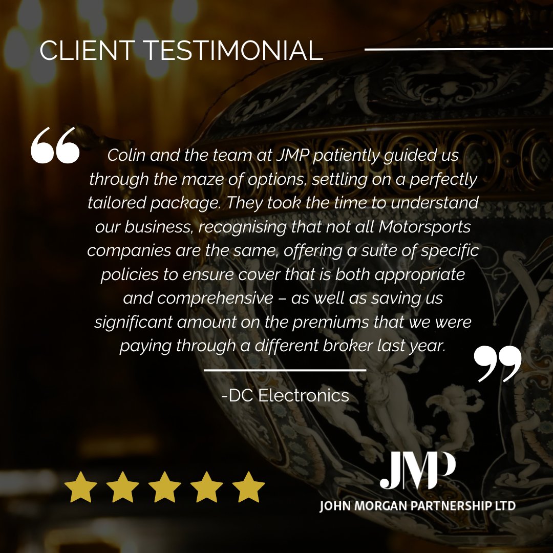 Testimonial Thursday⭐

Here at JMP, we take the time to understand you and your business. This not only prevents any gaps in your insurance, meaning you are fully covered if the worst were to happen but to also lower your premium to the most competitive price.