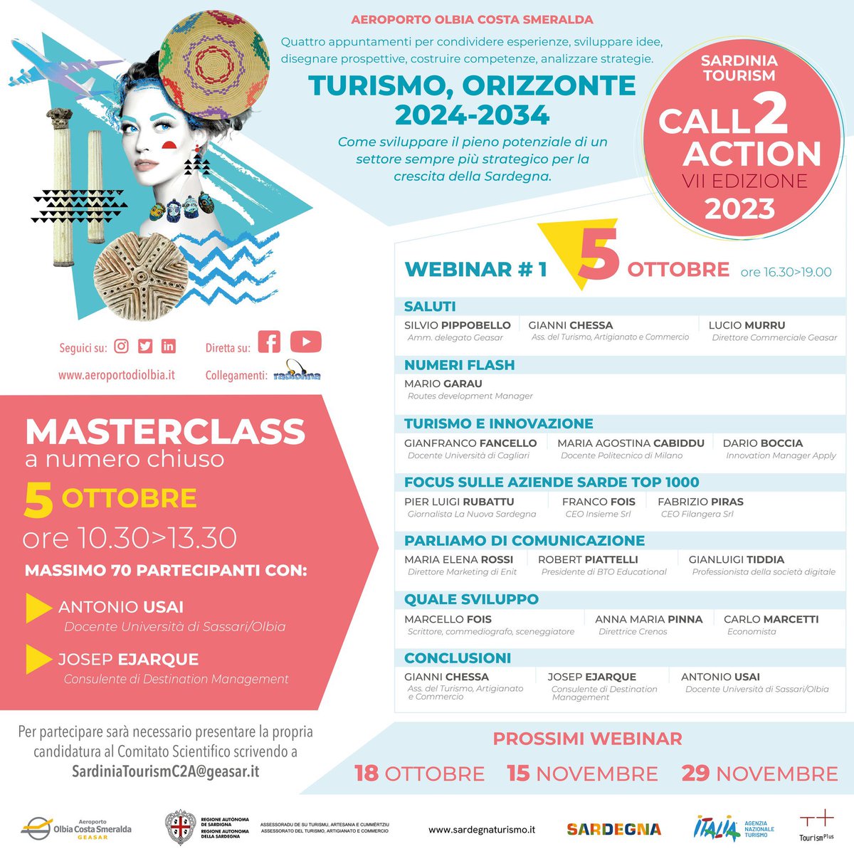 Parte la settima edizione di #SardiniaTourismC2A con la masterclass con Josep Ejarque e Antonio Usai nell’Aeroporto Olbia Costa Smeralda in collaborazione con Visit Sardinia. 
Una mattinata di lavoro sul “Turismo, orizzonte 2024-2034”.
Buon lavoro!