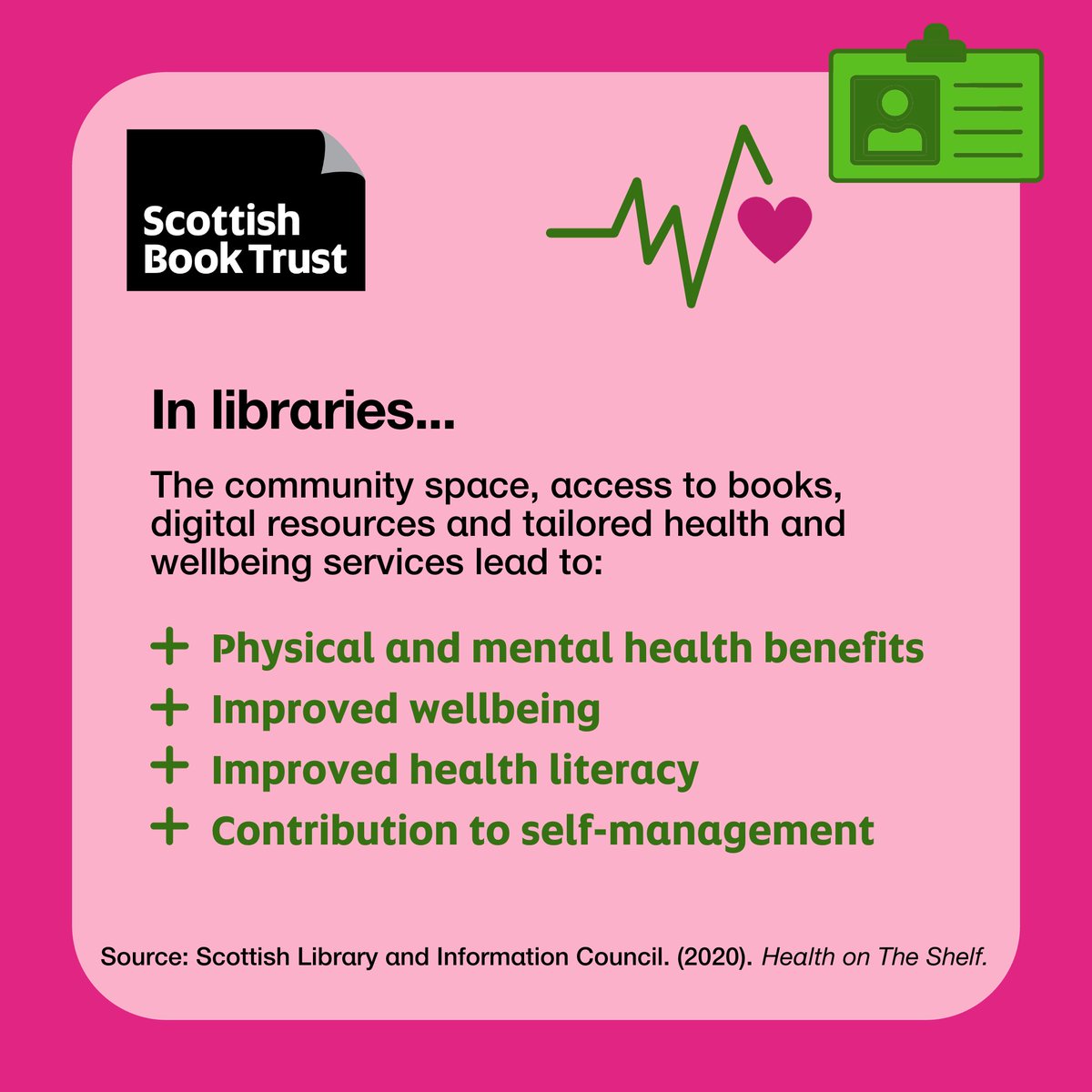 scottishbktrust's tweet image. Libraries bring joy, knowledge and a sense of community to our lives but they also improve our health. ❣️
In fact, the health and wellbeing offer from libraries is estimated to bring a cost saving to NHS Scotland of £3.2 million a year.  📚
#LibrariesWeek