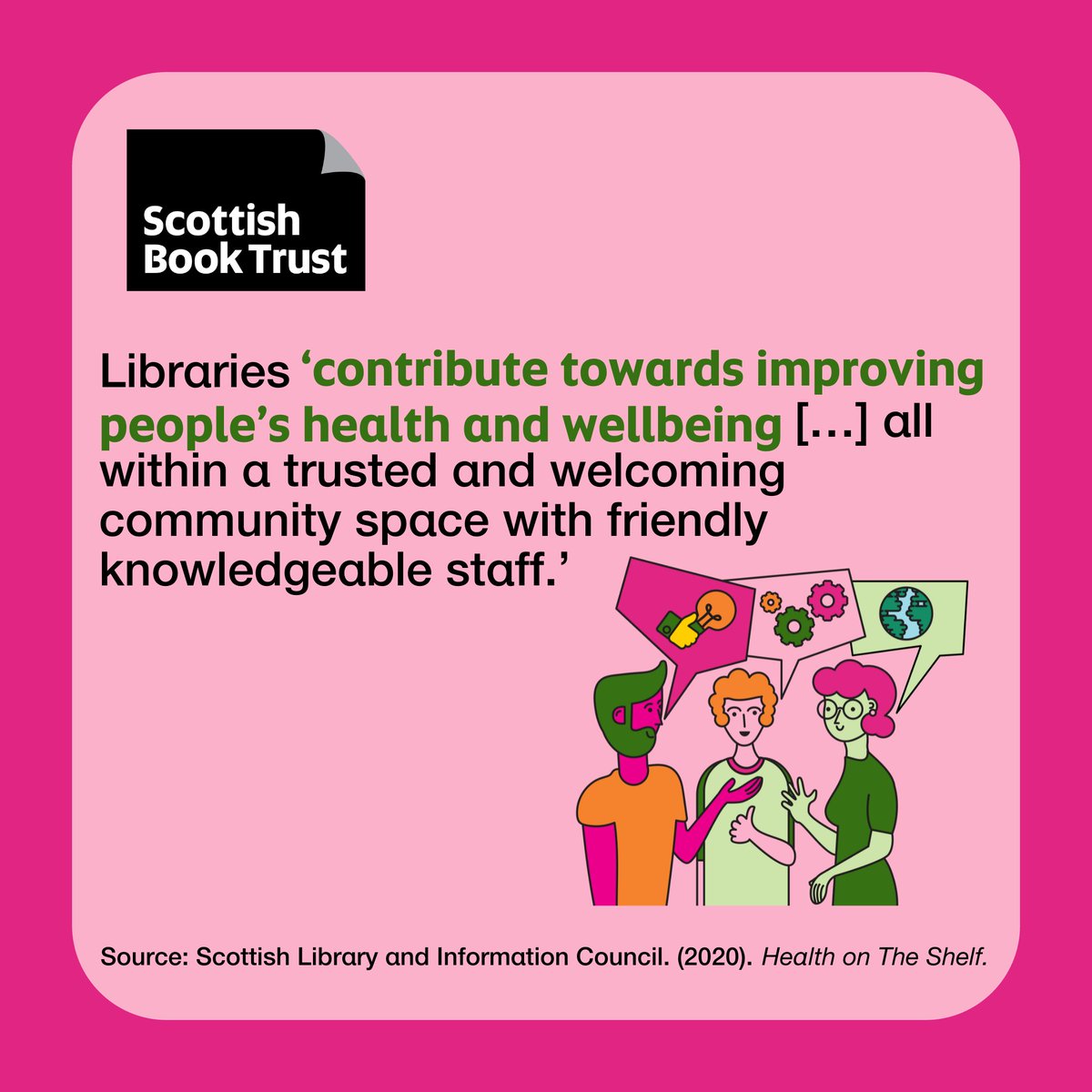 scottishbktrust's tweet image. Libraries bring joy, knowledge and a sense of community to our lives but they also improve our health. ❣️
In fact, the health and wellbeing offer from libraries is estimated to bring a cost saving to NHS Scotland of £3.2 million a year.  📚
#LibrariesWeek
