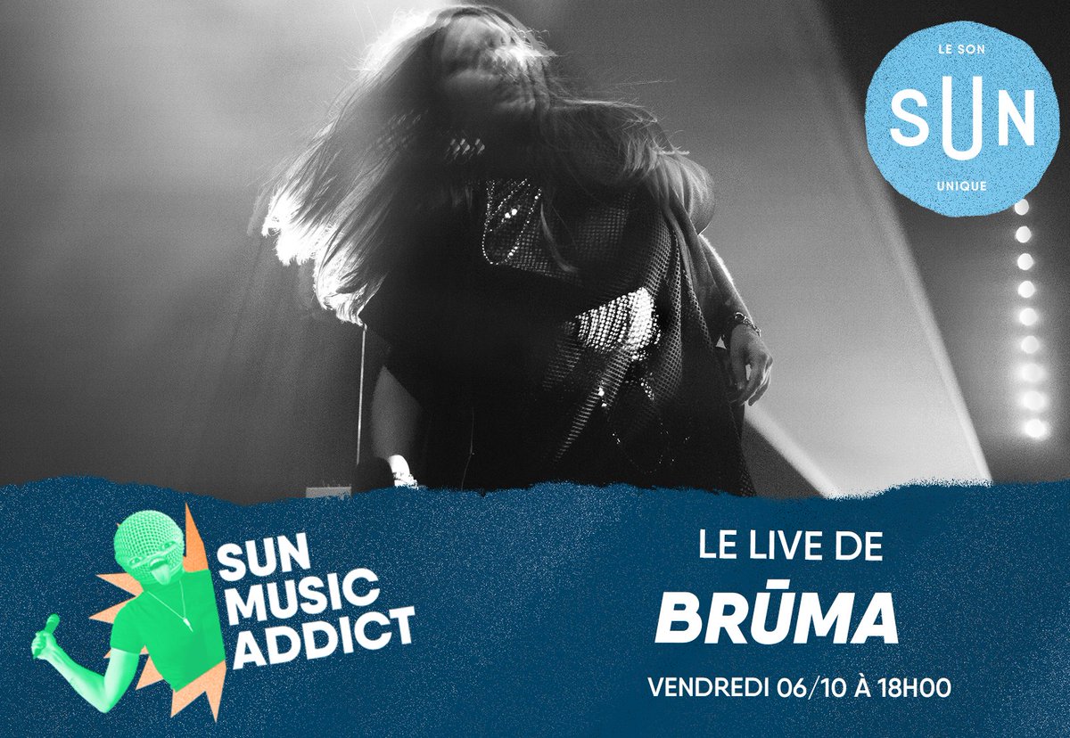 LeSonUnique's tweet image. Trip Hop et pop sombre vendredi soir sur SUN ! On reçoit BRŪMA pour une performance sonore onirique et mélancolique. Le SUN Music Addict de demain promet d’être enivrant…

 RDV vendredi 06/10 à 18h00 sur SUN 🎶
#SUNMusicAddict #BRŪMA #live