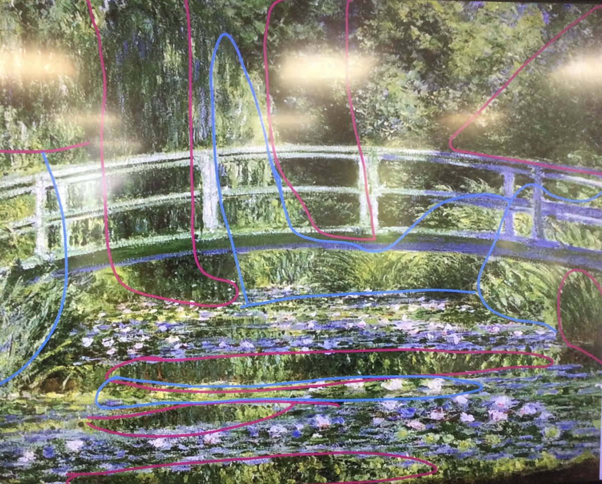 Stage 1 in our replication process of ‘Water Lilies and Japanese Bridge’ by Claude Monet - colour mixing. Impressionism for #smithdownart