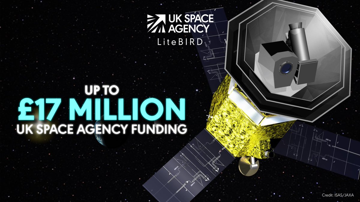 UK Space Agency (@spacegovuk) on Twitter photo The UK will play a key role in the Japanese Space Agency-led (<a href="/JAXA_en/">JAXA(Japan Aerospace Exploration Agency)</a>)'s LiteBIRD mission, contributing up to £17 million to help unravel the mysteries of the cosmos. 🛰️🇬🇧🇯🇵
An initial £2.7 million investment was announced today to fund UK work. 🔭
👉 gov.uk/government/new… The UK will play a key role in the Japanese Space Agency-led (<a href="/JAXA_en/">JAXA(Japan Aerospace Exploration Agency)</a>)'s LiteBIRD mission, contributing up to £17 million to help unravel the mysteries of the cosmos. 🛰️🇬🇧🇯🇵
An initial £2.7 million investment was announced today to fund UK work. 🔭
👉 gov.uk/government/new…