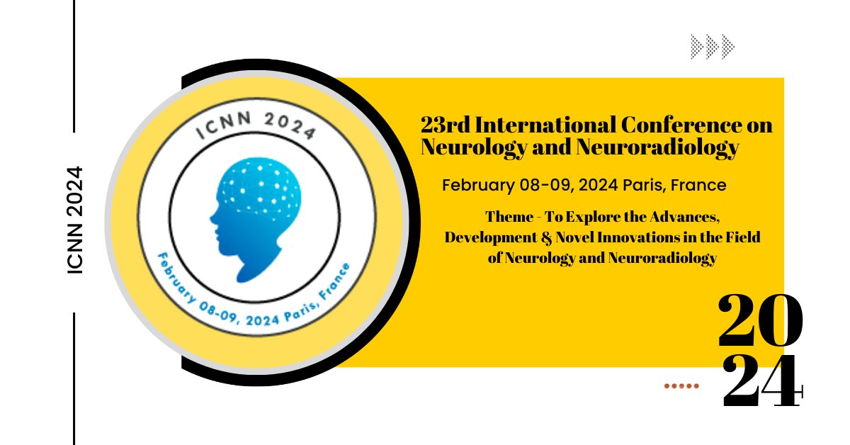 Excited to announce the 23rd International Conference on Neurology and Neuroradiology! 🧠 Join us in Paris, France on February 8-9, 2024, for cutting-edge discussions on the latest advancements in neurology and neuroradiology. shorturl.at/kqxAK #NeurologyConference