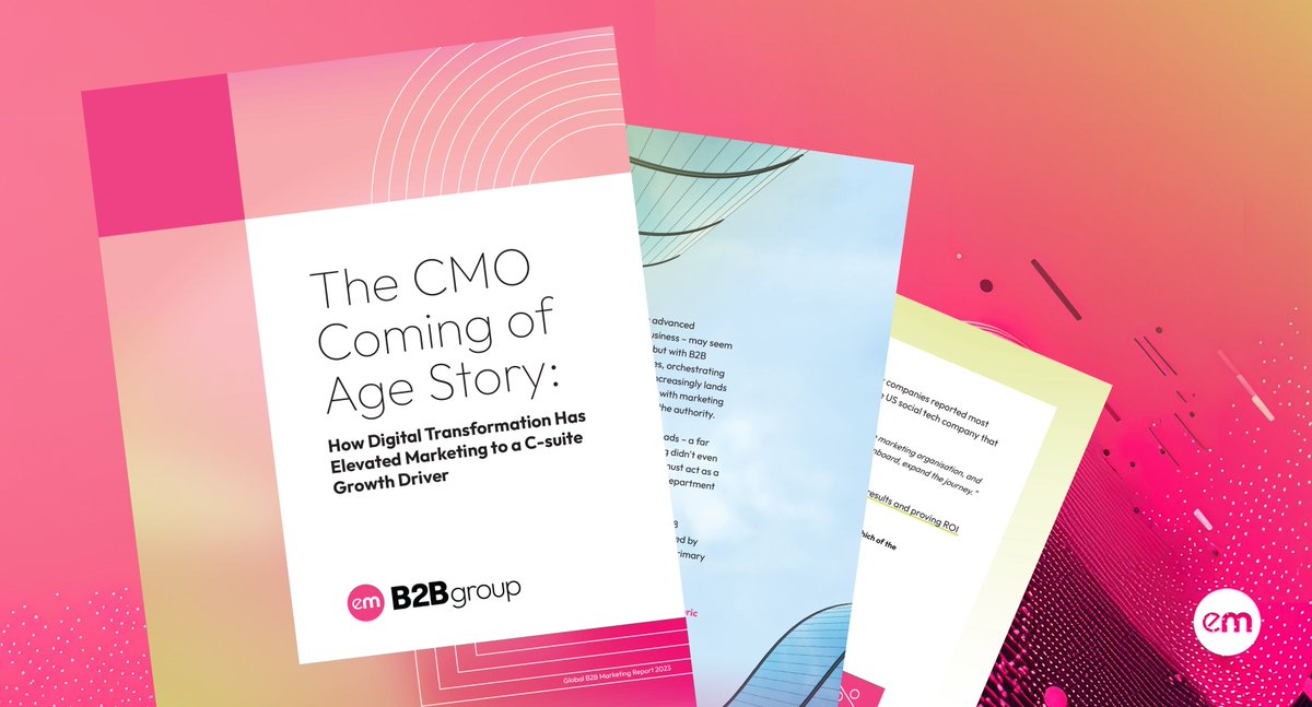 Our new report, surveying nearly 200 marketing leaders, uncovers the challenges faced by the modern B2B CMO: ‘The CMO Coming of Age Story: How digital transformation has elevated marketing to a C-suite growth driver’ 👉bit.ly/48GfzEq #B2BCMOReport