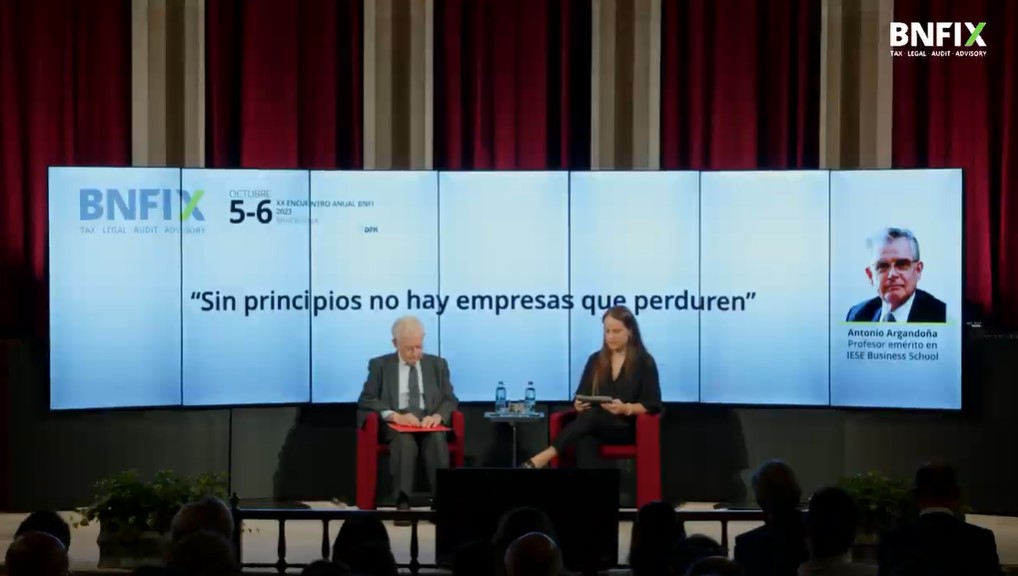 #EncuentroAnualBnfix2023
A continuación, el profesor emérito de <a href="/iesebschool/">IESE Business School</a> @antargandona explicará que ‘Sin principios no hay empresas que perduren’. Presentado por <a href="/SaraBuenoTorres/">Sara Bueno Torres</a> 
En directo youtube.com/watch?v=iVxEuw…