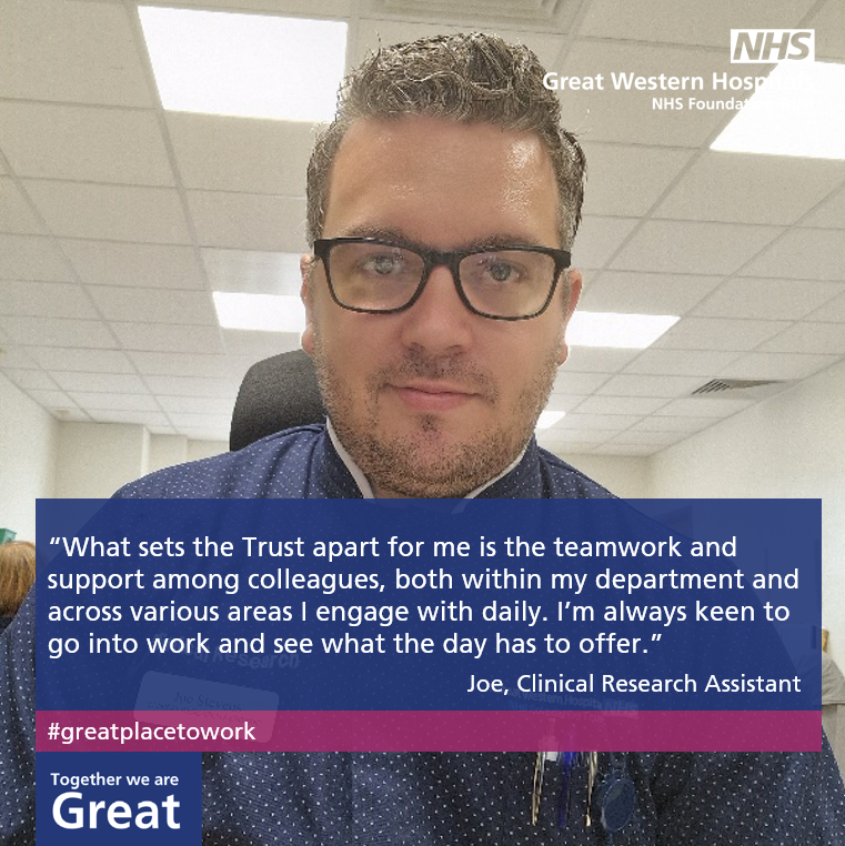 Great Western Hospitals NHS Foundation Trust (@gwh_nhs) on Twitter photo Meet Joe, one of our Clinical Research Assistants at the Trust. 
We take pride in our workforce, made up of many supportive teams working together to consistently deliver high-quality patient care.💙
Explore opportunities to be part of our team.
👉 gwh.nhs.uk/recruitment/ Meet Joe, one of our Clinical Research Assistants at the Trust. 
We take pride in our workforce, made up of many supportive teams working together to consistently deliver high-quality patient care.💙
Explore opportunities to be part of our team.
👉 gwh.nhs.uk/recruitment/