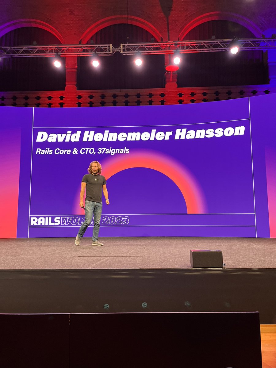 jlanatta's tweet image. Amazing keynote by @dhh. The future of rails looks amazing AF. #RailsWorld