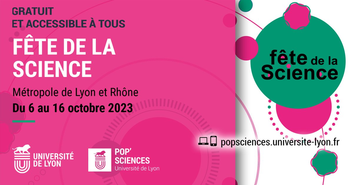 Pop'Sciences - Université de Lyon (@popsciences) on Twitter photo ⌛️J-1 avant le début de la #FDS2023
📆RDV à partir de demain jusqu'aux 16/10 pour des centaines d'animations dans tout le <a href="/rhone_fr/">Département du Rhône</a> et <a href="/grandlyon/">Métropole de Lyon</a>
👉Programme : urlz.fr/arrY ⌛️J-1 avant le début de la #FDS2023
📆RDV à partir de demain jusqu'aux 16/10 pour des centaines d'animations dans tout le <a href="/rhone_fr/">Département du Rhône</a> et <a href="/grandlyon/">Métropole de Lyon</a>
👉Programme : urlz.fr/arrY