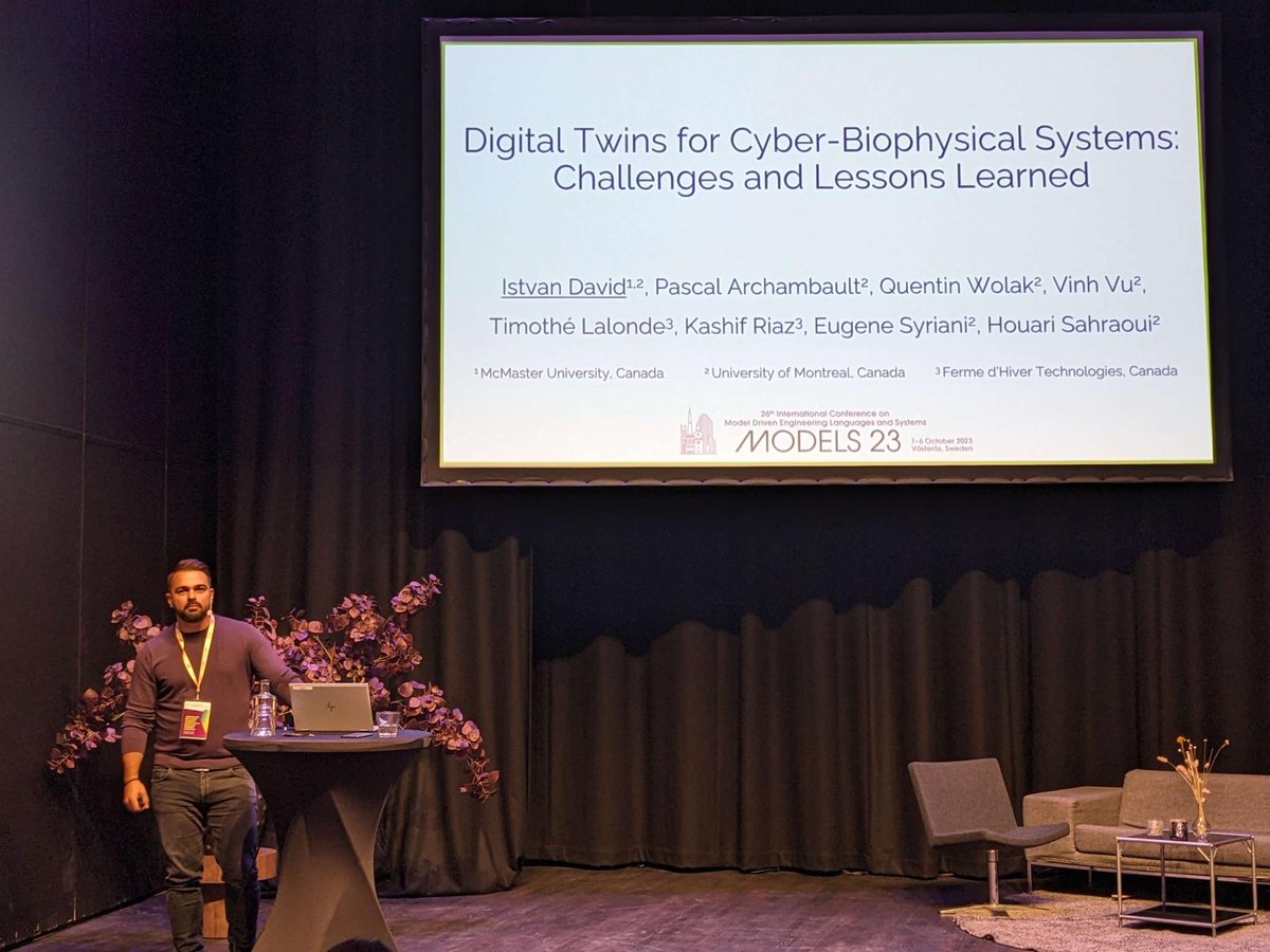 Houari Sahraoui (@sahraouh) on Twitter photo Istvan David presenting our paper "Digital Twins for Cyber-Biophysical Systems: Challenges and Lessons Learned" <a href="/modelsconf/">MODELS Conference</a>, a nice collaboration between <a href="/UMontrealGEODES/">GEODES</a> and <a href="/FermeHiver/">Ferme d'hiver</a> Istvan David presenting our paper "Digital Twins for Cyber-Biophysical Systems: Challenges and Lessons Learned" <a href="/modelsconf/">MODELS Conference</a>, a nice collaboration between <a href="/UMontrealGEODES/">GEODES</a> and <a href="/FermeHiver/">Ferme d'hiver</a>