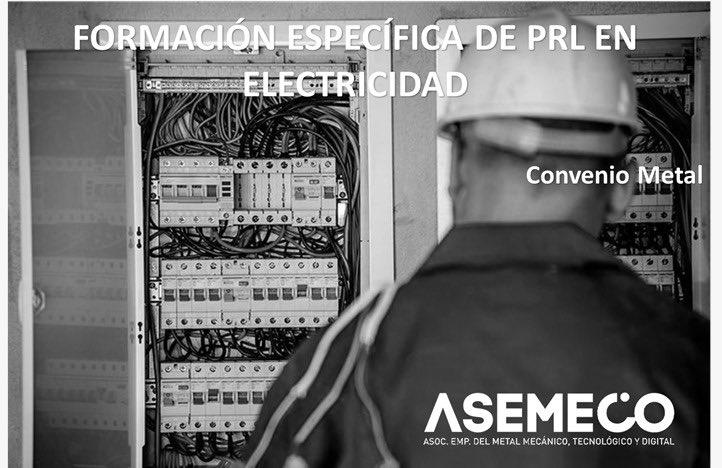 Asemeco1's tweet photo. 📘Formaciones Octubre

✔️Formación específica de PRL en Electricidad Montaje y Mantenimiento de Instalaciones Eléctricas de Alta y Baja Tensión - Convenio Metal 6h

📆 9 y 10 de Octubre 

🕒 16:00 a 19:00

🟢Período de matriculación abierto

#formación  #asemeco #conveniometal https://t.co/mtiO6odzRW