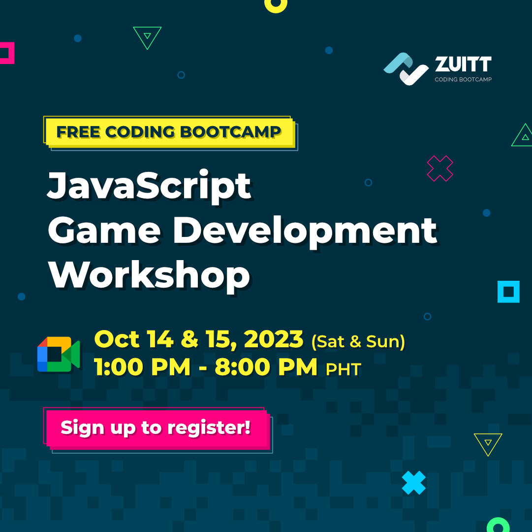 zuittco's tweet photo. ๐ฎ Ready to Level Up Your Skills? Learn HTML, CSS, and JavaScript to create a mini-game for FREE! ๐
๐ Sign up now: https://t.co/fWSZUvLQSF
LIMITED SLOTS ONLY.
#Zuitt #GameDevelopmentWorkshop #FreeCodingBootcamp #JavaScript #HTML #CSS https://t.co/TkFMb5ZfiB