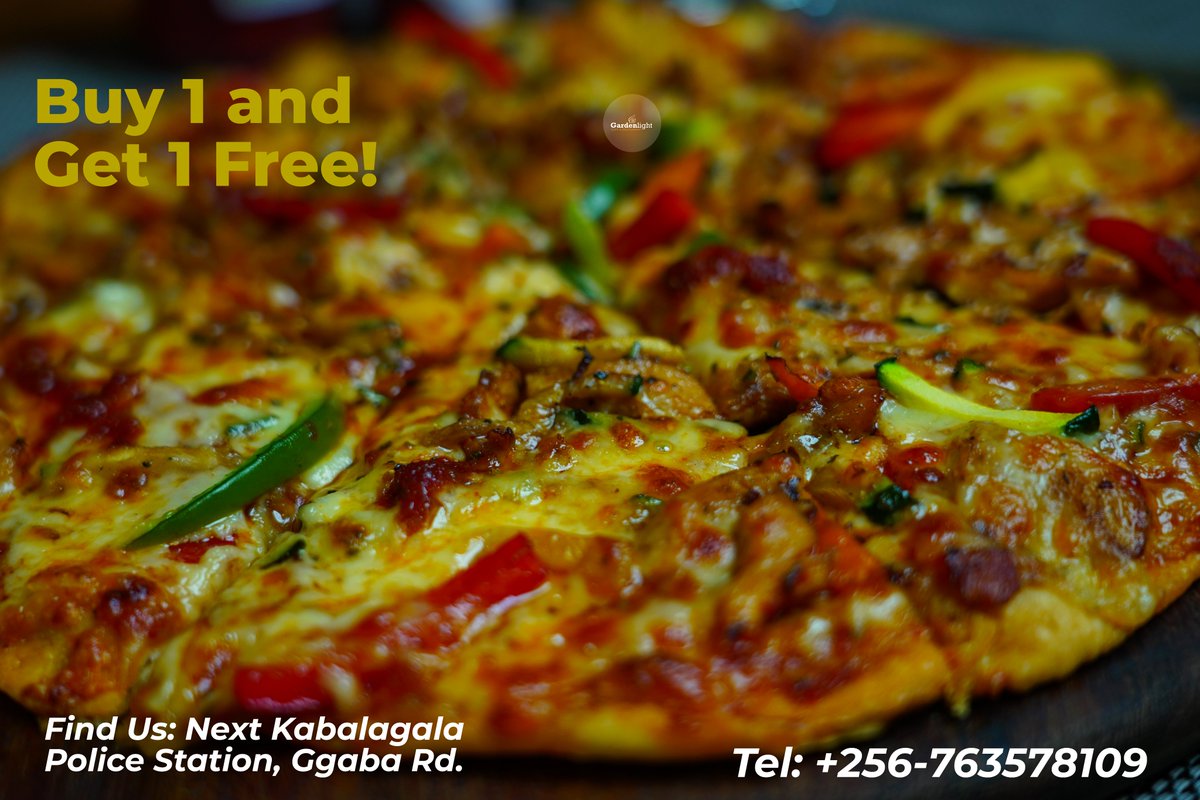 GardenlightUg's tweet photo. Are you craving #pizza? It's two times the fun!
Every Wacky Thursday, make an order and get an extra one of the same #order FREE!

Located next Kabalagala police station.
Call/WhatsApp: +256-763578109
#SatisfactionGuaranteed #GardenlightCafe https://t.co/zJ7wl2y6xP