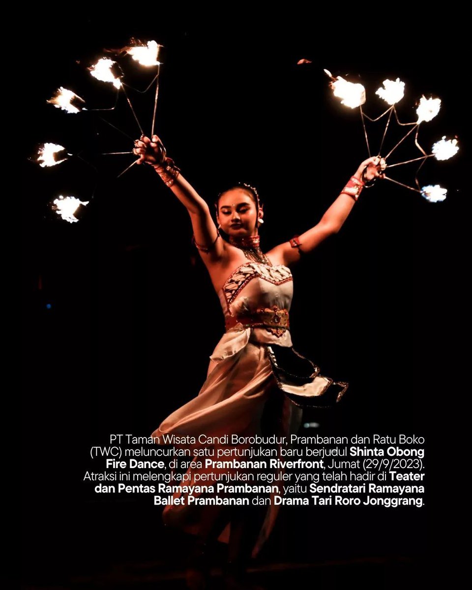 BUMN_MDN_Rapi's tweet image. #SobatIndonesia

PT Taman Wisata Candi Borobudur, Prambanan dan Ratu Boko meluncurkan pertunjukan baru berjudul Shinta Obong Fire Dance di area Prambanan Riverfront. .

#ShintaObong
#FireDance
#Prambanan
#PrambananTemple 
#HeritageinHarmony
#borobudurpark
#twcmedia