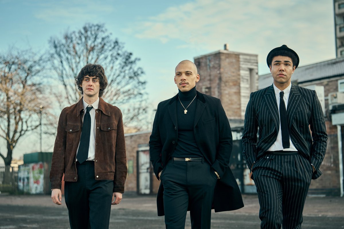 BBCMidlandsPR's tweet photo. Just serving you a FIRST LOOK of major new Steven Knight drama, This Town 🌟

#ThisTown opens in 1981 and tells the story of a band’s formation against a backdrop of violence, capturing how creative genius can emerge from a time of madness. 🎤🥁🎸🎶

Coming soon to @BBCiPlayer https://t.co/7sdTvEsK9k