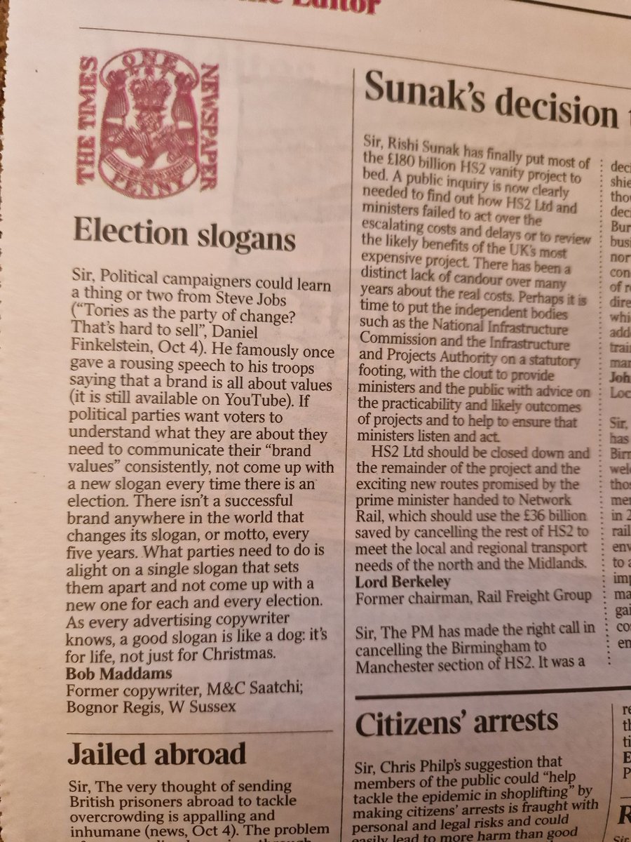 bobmaddams's tweet photo. Branding...my letter in The Times today. https://t.co/pxa0xVL6H3