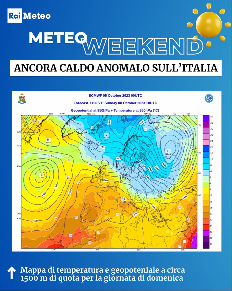 🌤️L’anticiclone africano che insiste sulla nostra penisola porterà tempo stabile in tutte le regioni, con cielo soleggiato o parzialmente nuvoloso.
📊 @aeronautica.militare

#meteo #previsioni #weather #caldo #sole #pioggia #Rai #previsionimeteo #nuvole #previsionimeteoitalia #AM