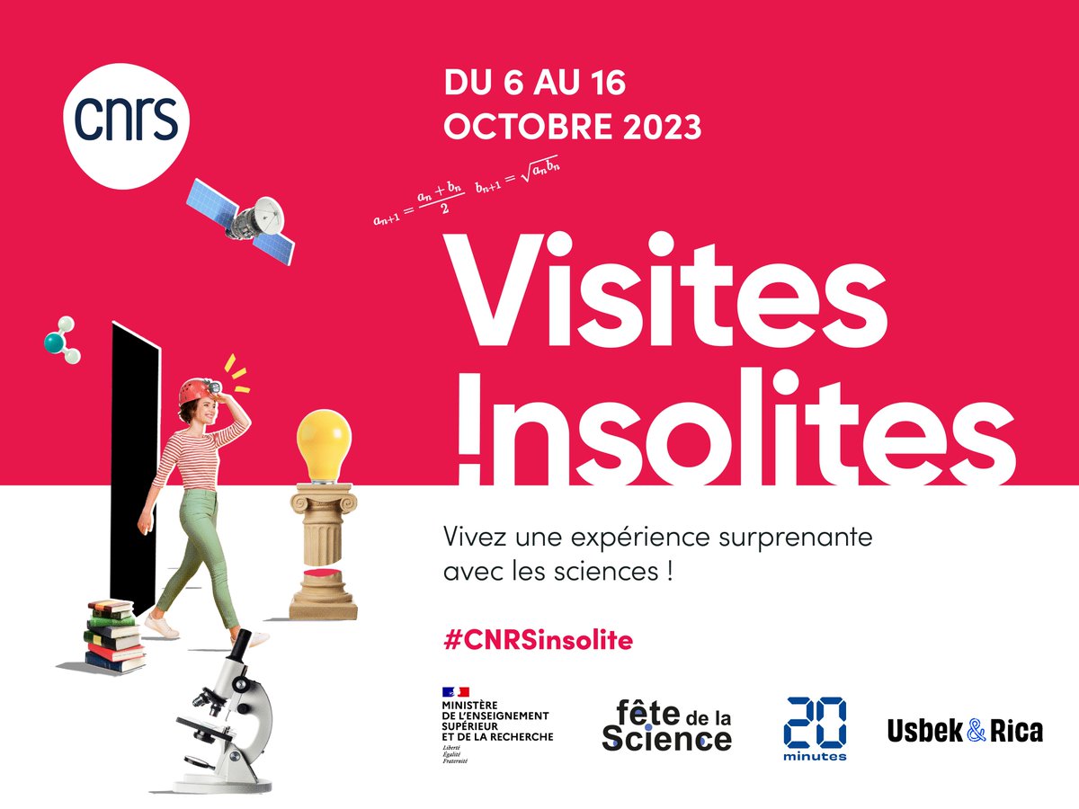 #CNRSinsolite 👀 Vous avez la chance de participer à l'une des 100 visites insolites du CNRS organisées sur tout le territoire en marge de la #FDS2023 ? 🤳 Partagez votre expérience en postant vos plus belles photos, en taguant le @CNRS 🤩 👉 visitesinsolites.cnrs.fr