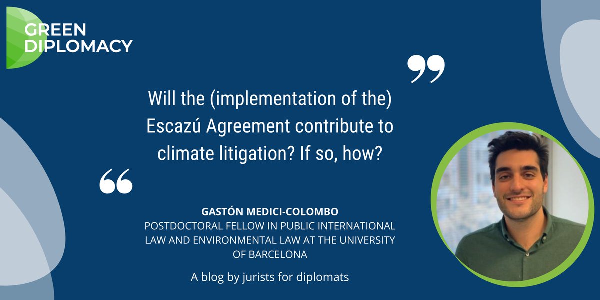 📜In 2021, the #EscazúAgreement entered into force. 
In this article, @GstnMedici examines to what extent it could impact the unfolding of #ClimateLitigation.

👉 Read more here: greendiplomacy.org/article/the-es…

#Environment #Planet #Earth #AcuerdoDeEscazú