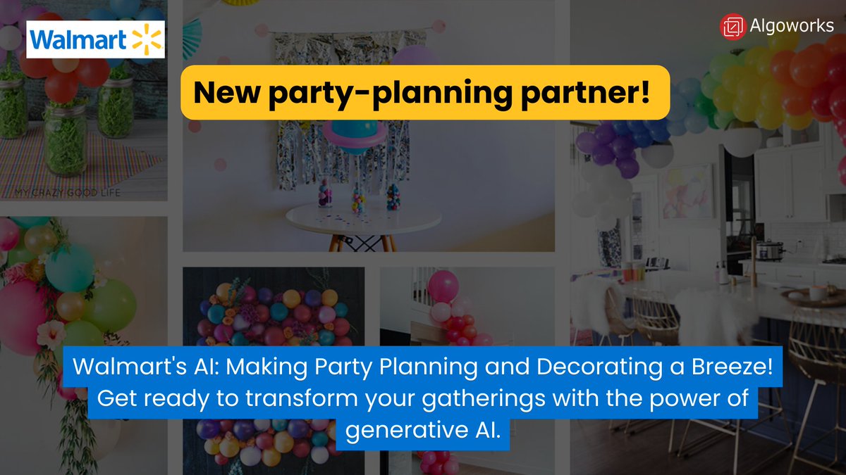 algoworks's tweet photo. @Walmart 's AI is here to be your ultimate party planning assistant! 🎉✨ 
Let's make your events unforgettable! 💃🕺

#Walmart #walmartlive #ArtificialInteligence #AI #party #partytime #events #EVENT https://t.co/a7uJynHzWC