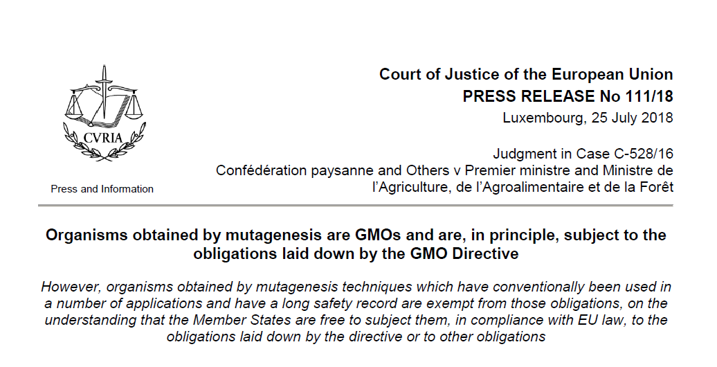 animalogues's tweet photo. Scholars of biotechnology regulation - can you help me? Looking for key papers on the EU Court of Justice decision of 2018 regarding gene editing and GMO, addressing this from a political science perspective. https://t.co/k8TJxHSpHd