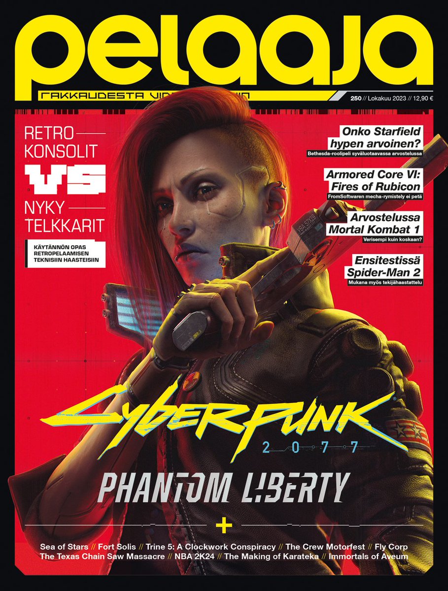 Lokakuun #Pelaaja-lehti numero 250 lähestyy! Lehden virallinen ilmestymispäivä Lehtipisteissä on tiistaina 10. lokakuuta. Tältä näyttää Cyberpunk 2077: Phantom Liberty -vetoinen kansi! <a href="/CDPROJEKTRED/">CD PROJEKT RED</a> pelaaja.fi/uutiset/talta-…