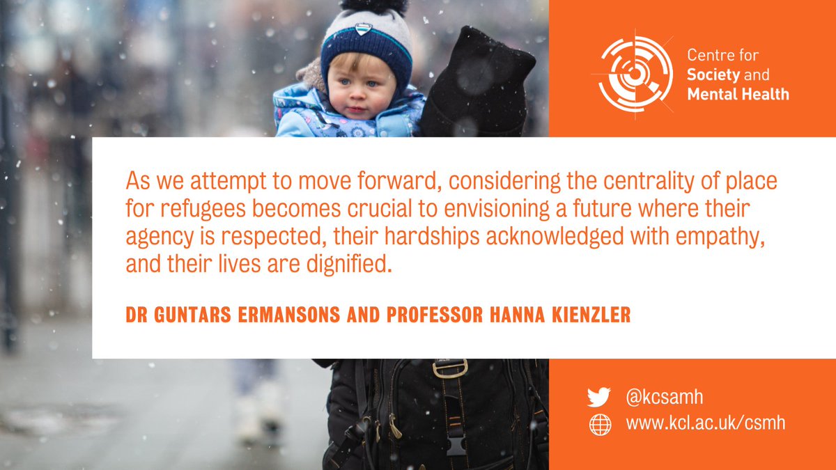 Read our latest blog by Prof <a href="/HannaKienzler/">Prof. Hanna Kienzler 🧡 🇵🇸</a> and Dr  Guntars Ermansons (<a href="/guntaars/">Guntars Ermansons, PhD</a>) on research into place and #refugee #mentalhealth and what policy must consider. 

'Understanding the role of place in refugee mental health to inform policy' 

kcl.ac.uk/understanding-…