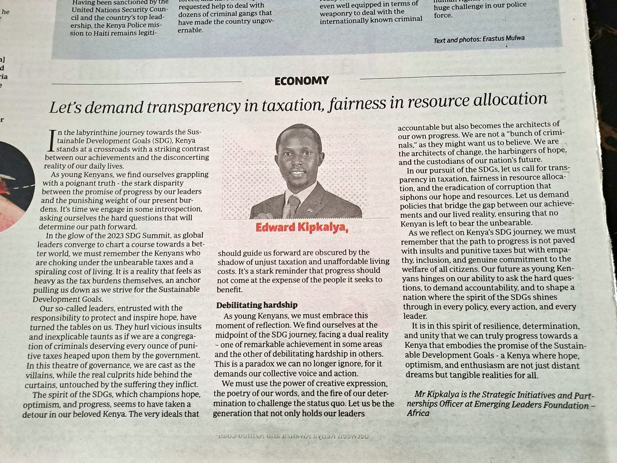 Edward_Kalya's tweet photo. |:| #ProgressPower |:|

In @StandardKenya Newspaper today(Pg.15), I opine that as young people, we are not a "bunch of criminals" as they might want us to believe. We are the architects of change, the harbingers of hope, and the custodians of our nation's future.

Enjoy the read https://t.co/CbuRM6tGeD