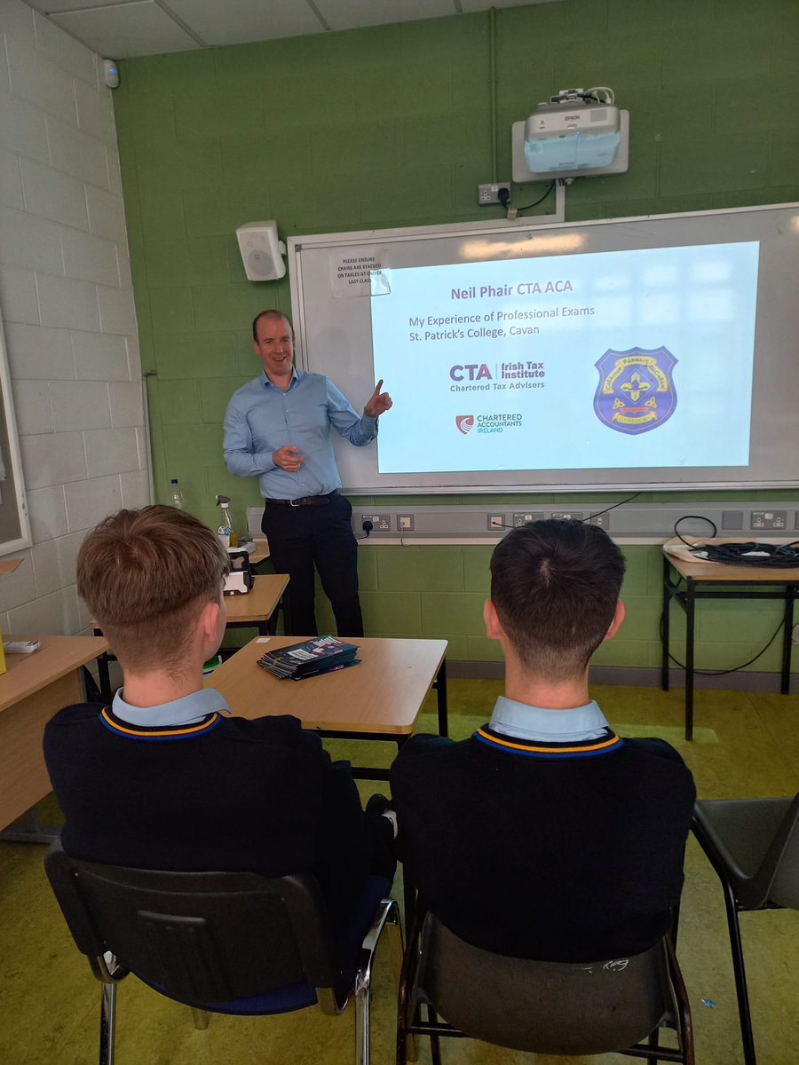 Great to get home to Cavan yesterday to give a talk to leaving cert students in <a href="/PatsCavan/">St. Patrick's College Cavan</a> and <a href="/StBricins/">St Bricin's College</a>   on a #careerintax with the <a href="/TaxInstituteIrl/">Irish Tax Institute</a>.