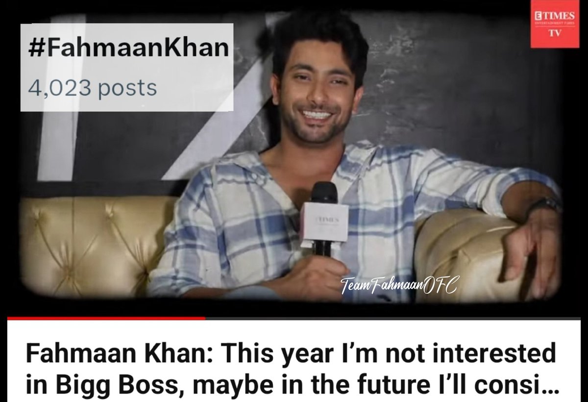 #FahmaanKhan is organically trending with 4K+ posts. Do check out his latest IV with @ETimesTV
Link below👇
🔗youtu.be/39Ik3EF4aE4?si…

👉 TREND REMINDER
Join us in 40 mins to give all your love to our #FahmaanKhanTheDirector on his 4th directorial project #IshqNibhajaMahiya
