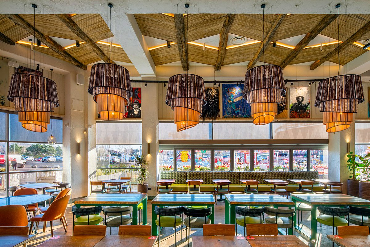 Thabisa Mjo is an #award-winning #designer from South Africa whose pendant “Tutu” lamps can be found in @Nandos restaurants.
I #photograph 'ed the refurbished Castleford Nando’s #designed by Harrison. The #restaurant has been completely transformed with the Tutu pendant #lights.