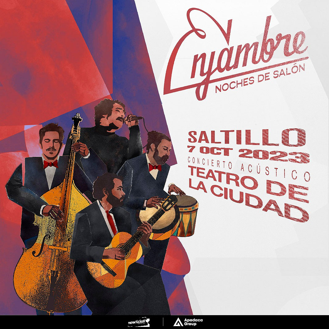 En octubre, @enjambremx presentará “Noches de Salón” en Monterrey y en Saltillo. Viernes 6 en el @AuditorioPM, y sábado 7 en el #TeatroFernandoSoler. 🎶🎶🎶🎶🎶