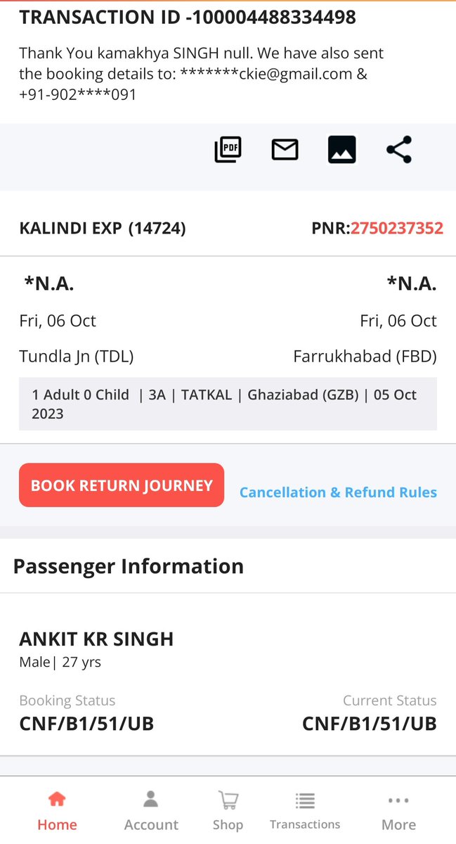Ankitsi72736387's tweet photo. @IRCTCofficial @RailwaySeva @drm_dli  Ticket book from GHAZIABAD to FARRUKHABAD and it's boarding point is automatically charged.
In booking history Boarding is GHAZIABAD and in ticket boarding is TUNDLA... WHAT the hell.. pls resolve https://t.co/dphhOjDoAx