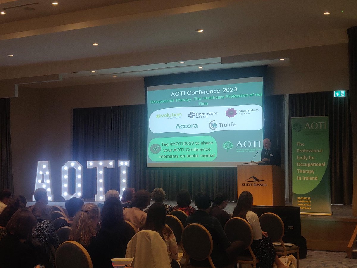 AOTInews's tweet photo. What an opening morning here in Cavan for #AOTI2023 Conference hearing from AOTI Chairperson, Patricia Regan; WFOT President, Samantha Shann; Ann Beckett Award Winner, Emma Connolly; and AOTI CEO, Odhran Allen https://t.co/TfmbT0Rrms