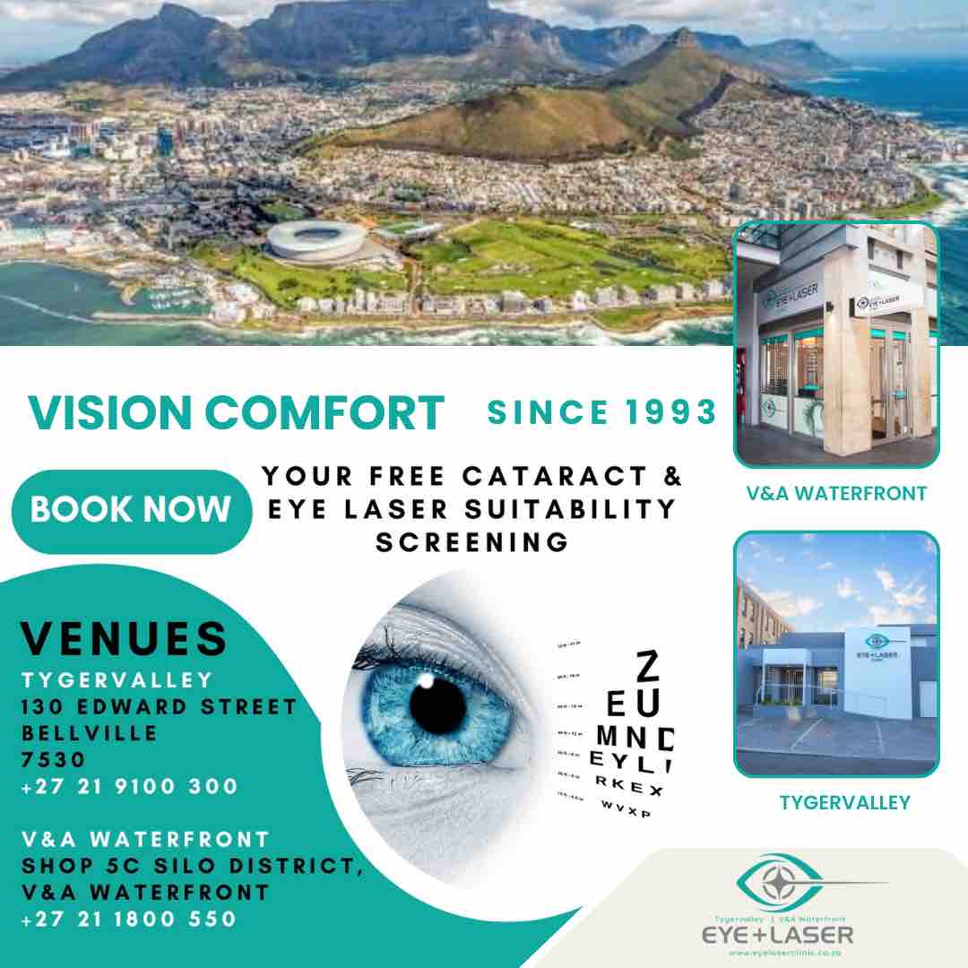 Book your FREE eye laser &amp; cataract screening @eyeandlaserclinic either at our Tygervalley Eye and Laser Clinic or V &amp; A Waterfront Screening Clinic 👁️ @dr_johann_kruger
📞 +27 21 910 0300 Tygervalley
📞 +27 21 180 0550 V&amp;A Waterfront
📩 info@eyelaserclinic.co.za