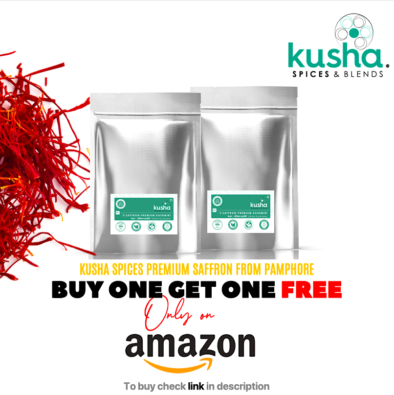 kushaspices's tweet photo. A buy-one-get-one free offer on our Original Kashmiri Saffron from Pamphore, exclusively on Amazon. Avail it https://t.co/l0oNqAMWxm
For more information call us on +919136729391 https://t.co/t6dEtyvViy