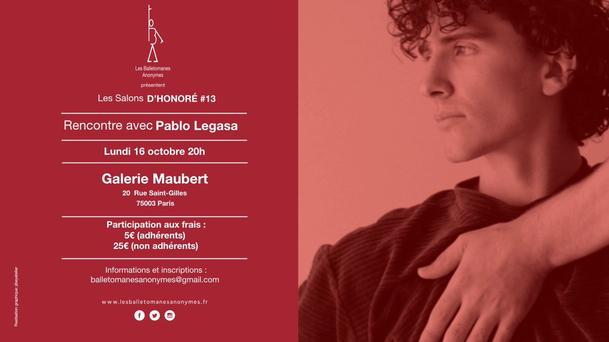 Nous vous donnons rendez-vous le 16 octobre 2023 à la Galerie Maubert pour rencontrer Pablo Legasa !
! Toutes les infos sur notre site :  lesballetomanesanonymes.fr/rencontre-avec… ✨ 
📷 <a href="/jibeyatelier/">jean-baptiste rony</a>  #balletomanesanonymes