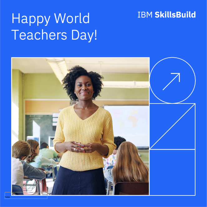 vincenz0's tweet image. 📚Happy #WorldTeachersDay! Let&apos;s celebrate #teachers worldwide for their dedication to shaping future generations #IBMImpact. #IBMSkillsBuild offers free resources to help teachers integrate tech and professional skills into their lessons. Check it out: ibm.biz/BdMwsC