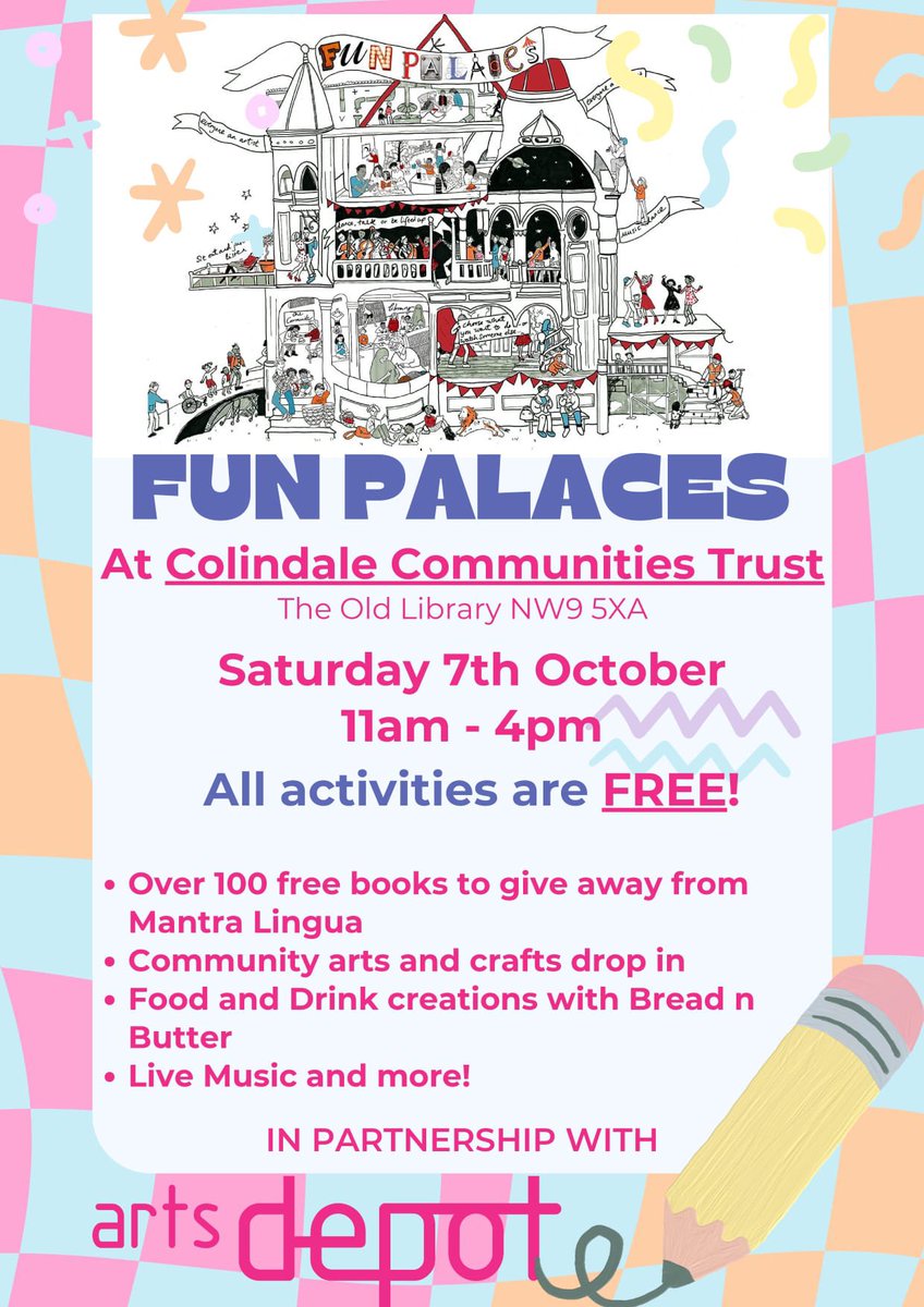 Free activities and free books at the Fun Palace this Saturday 7th October - head over to the Old Library in Grahame Park!
#grahamepark #Colindale #Burntoak #Barnet #freestuff