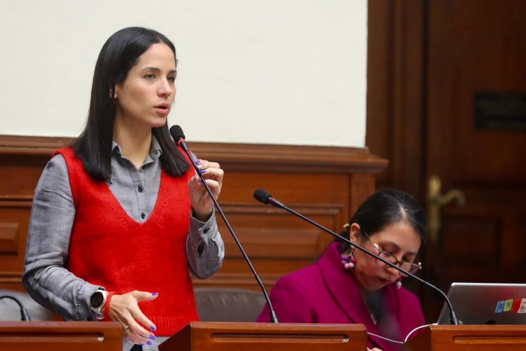 Sigrid Bazán se manifestó en contra del tercer viaje de Dina Boluarte (Foto: Congreso de la República).