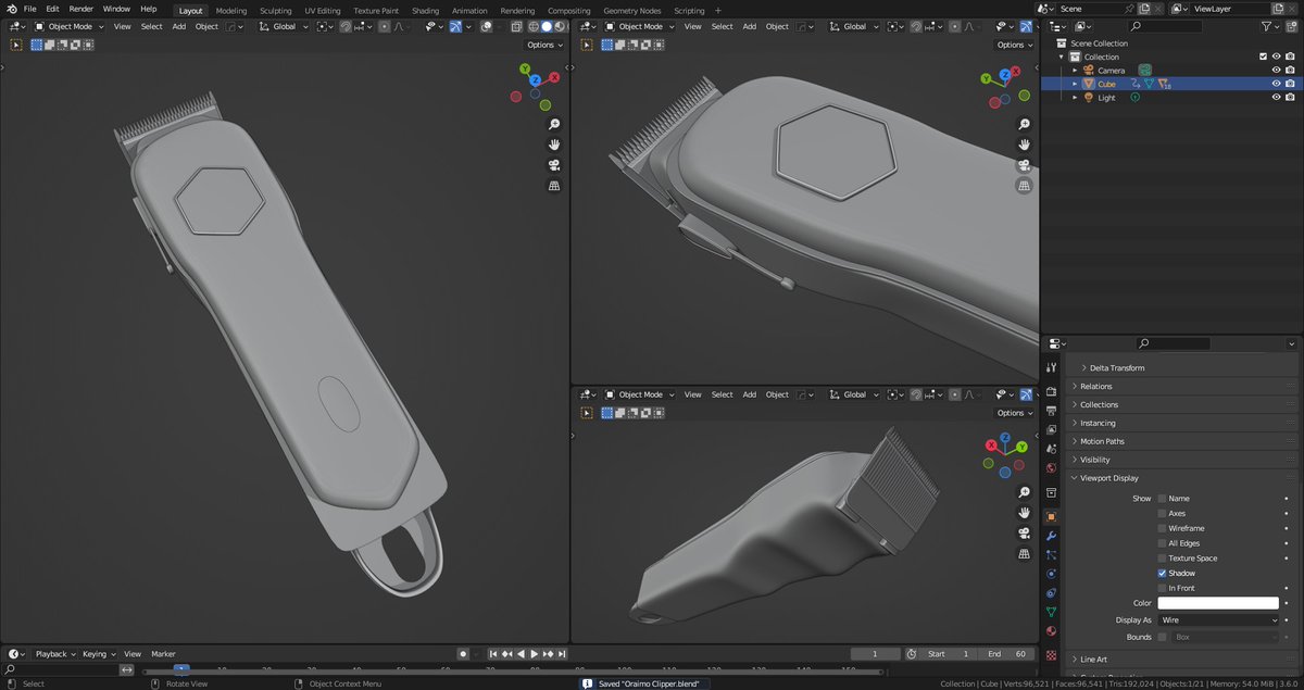 maverick_kemmy's tweet image. I missed working on my personal projects because of two online programmes I am engaged with. So today I took out time to model this @OraimoMate clipper, I have just done the basic parts and will be working on the details soon. 

#productmodeling #blendercommunity #3d #b3d