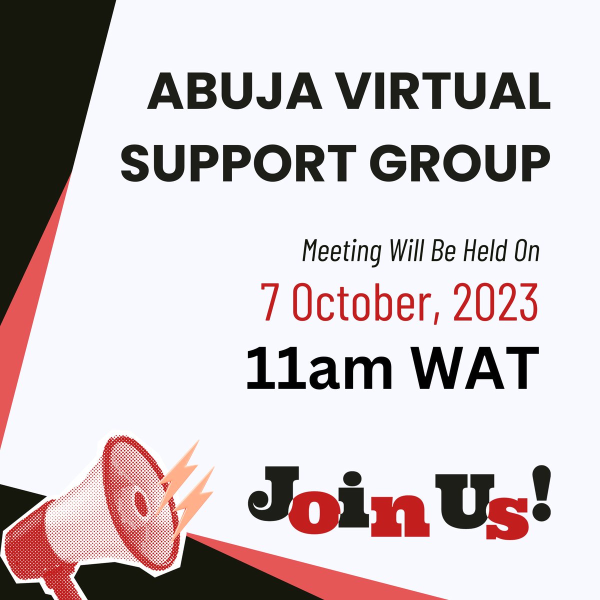 Join Abuja virtual support group meeting this Saturday, October 7, 2023, at 11 a.m. WAT. During the meeting, Dr. U.A.C. Okafor, an Associate Professor of Physiotherapy at Lagos University Teaching Hospital (LUTH), will speak on Physiotherapy and Parkinson's. See you there!
