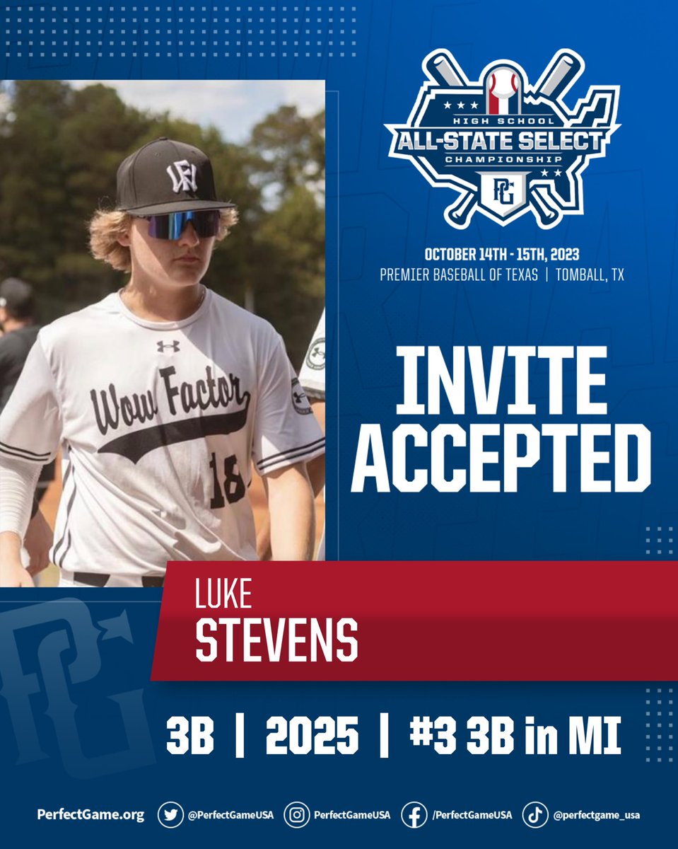 PG Showcases (@pgshowcases) on Twitter photo INVITE ACCEPTED ✅
Luke Stevens will be at the High School All State Select Championships in TX in Oct.👊
He is ranked as a Top 1000 overall player in the country & is hitting .409 w/ 6 EXBHs in 44 PG ABs this year 👀
#HSAllState <a href="/PG_OhioValley/">Perfect Game Ohio Valley</a> <a href="/lukestevens2025/">Luke Stevens</a> INVITE ACCEPTED ✅
Luke Stevens will be at the High School All State Select Championships in TX in Oct.👊
He is ranked as a Top 1000 overall player in the country & is hitting .409 w/ 6 EXBHs in 44 PG ABs this year 👀
#HSAllState <a href="/PG_OhioValley/">Perfect Game Ohio Valley</a> <a href="/lukestevens2025/">Luke Stevens</a>
