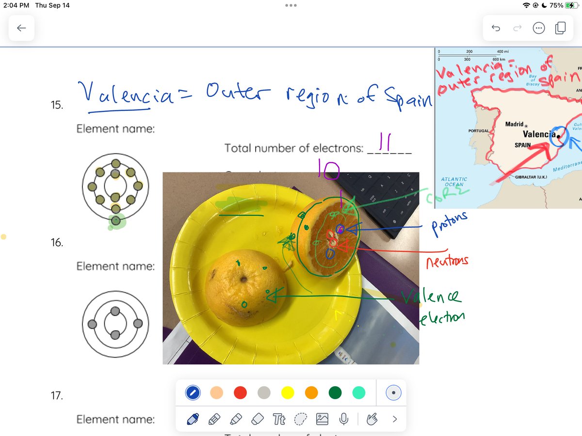 MsPChem's tweet image. -  Big  fan  of sensory  experience  connecting  to  learning 
-  EL Chem fun @ElkGrove_HS  - modeling valence e- ⚛️ with  Valencia 😃🍊.
-  We  ionized  the  valence  shell!
-  We  had  electron  excitation!  
#214learns