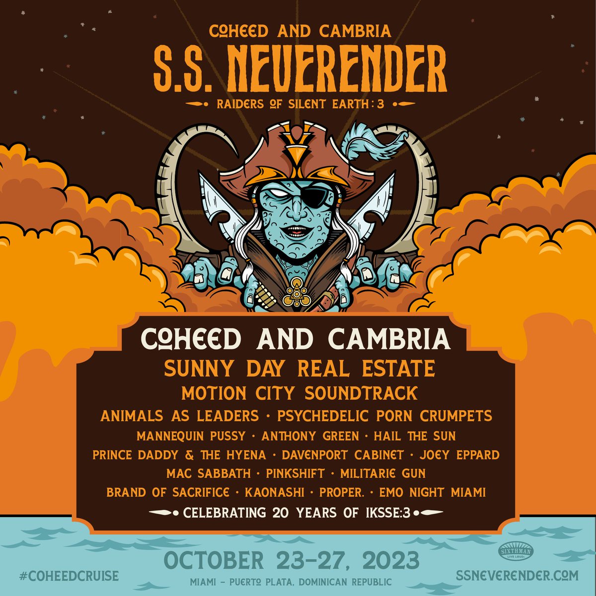 Give @hailthesun a warm S.S. Neverender welcome! 🤘 VERY Limited cabins are available now to see them with @Coheed, @porncrumpets, @mannequinpussy and more as we sail from Miami to Puerto Plata: ssneverender.com