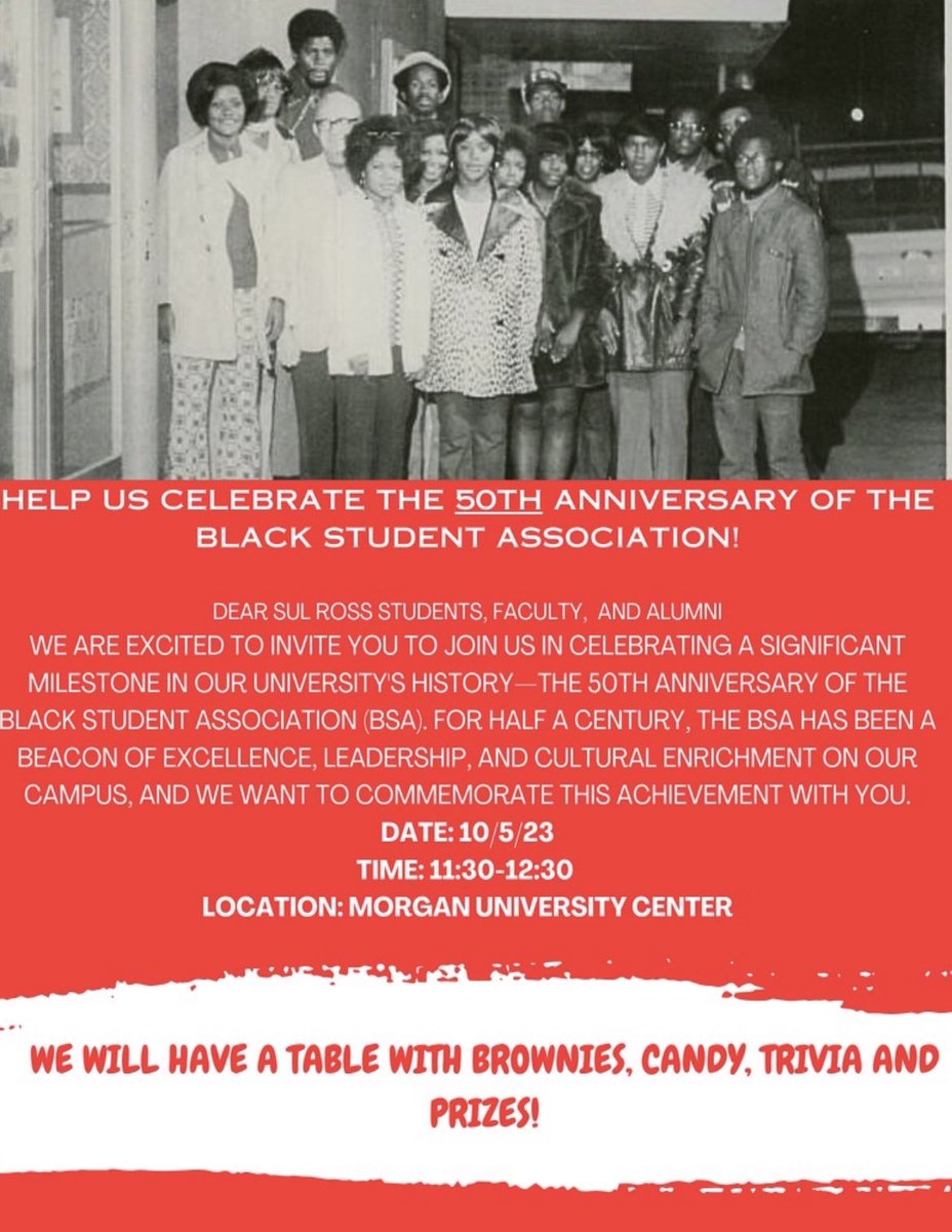 BSA_SRSU's tweet photo. Come celebrate our 50th Anniversary with us! Visit us outside of the U.C for free Snacks and to a chance to win prizes! https://t.co/goKvi8unTk