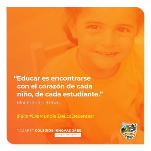 Ntra profesora Teresa Ruano nos contó que M. Soledad le dijo en una ocasión: “Educar es un arte”. ¡¡Muchas felicidades a todos los profes en este #DíaMundialDelDocente!! Con especial cariño a los de Nazaret, que contagian su #PasiónXEducar para mejorar el mundo. ¡Hagamos arte! 🎨